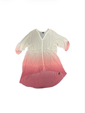 NWOT Torrid Sheer Ombre Button-Front V-Neck Blouse 3/4 Sleeve Plus Size 4X